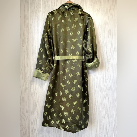 Double Dragon Green Rayon Smoke Jacket Robe Size L EUC - Picture 4 of 5
